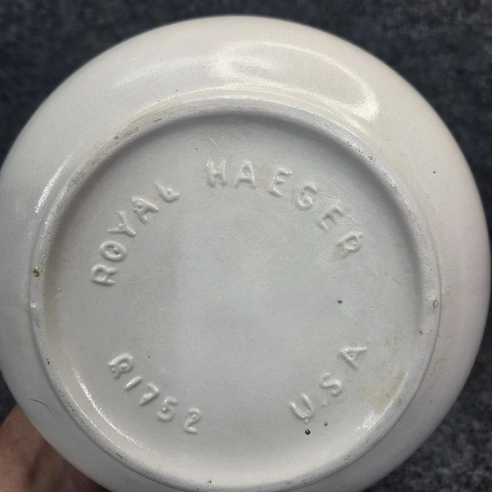 Vintage Royal Haeger Large Vase Lava Glaze Metallic White #R1752 MCM 1950s 16.5